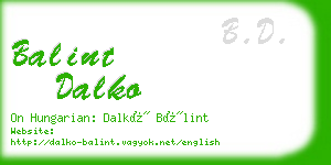 balint dalko business card